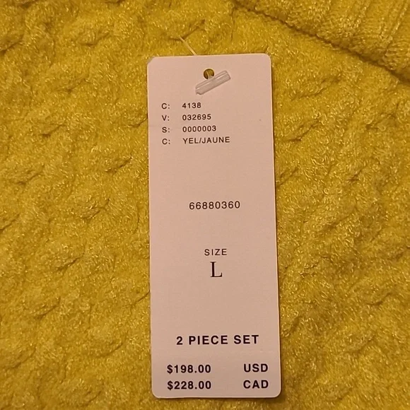 Anthropologie Maeve Colorblocked Knit Mini Skirt Set, Yellow, Large - Picture 5 of 5